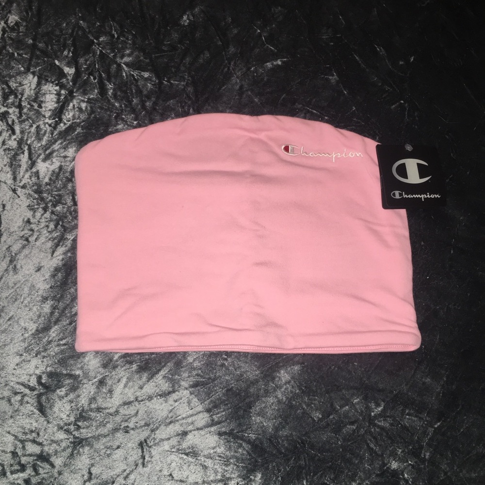 Champion pink strapless crop top